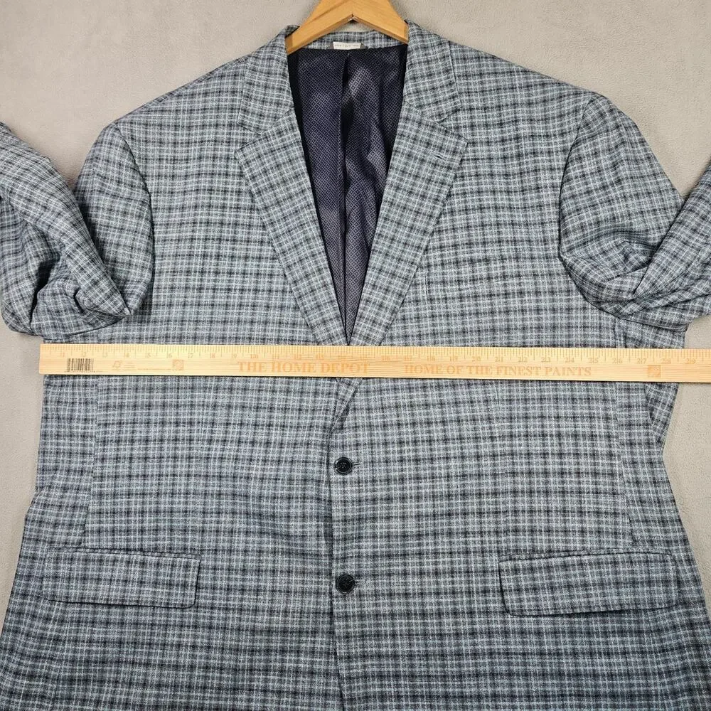 Oak Hill Blazer Mens 3XLT 54-56 Blue Plaid Sport Coat Big and Tall 2 Button Prep